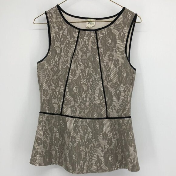 Anthropologie  Weston Wear Brown lace peplum tank top xs - Picture 2 of 14
